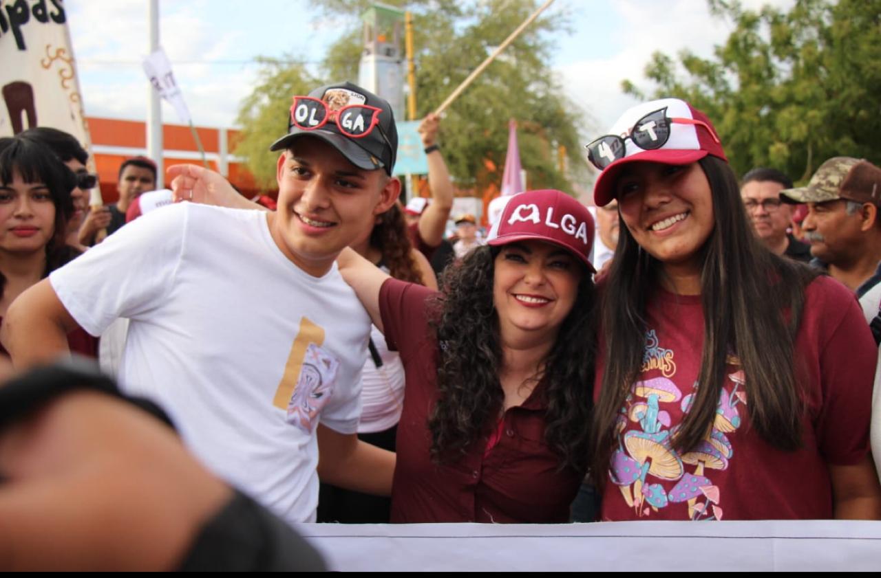 Olga Sosa en Ciudad Victoria es respaldada por la fuerza y entusiasmo de la juventud.