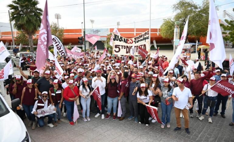 Olga Sosa en Ciudad Victoria es respaldada por la fuerza y entusiasmo de la juventud.