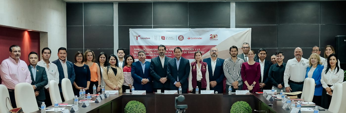 Secretaría de Economía y Banco Santander firman convenio para beneficiar a Pymes.