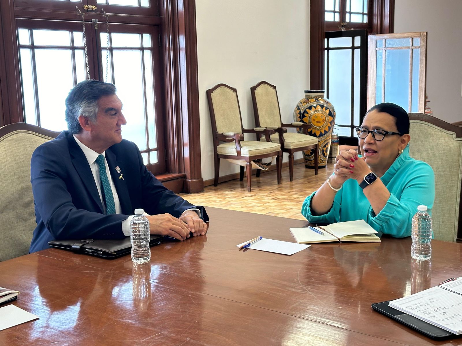 Fortalecer programas federales y seguridad en Tamaulipas, acuerda Américo con Rosa Icela y García Harfuch.