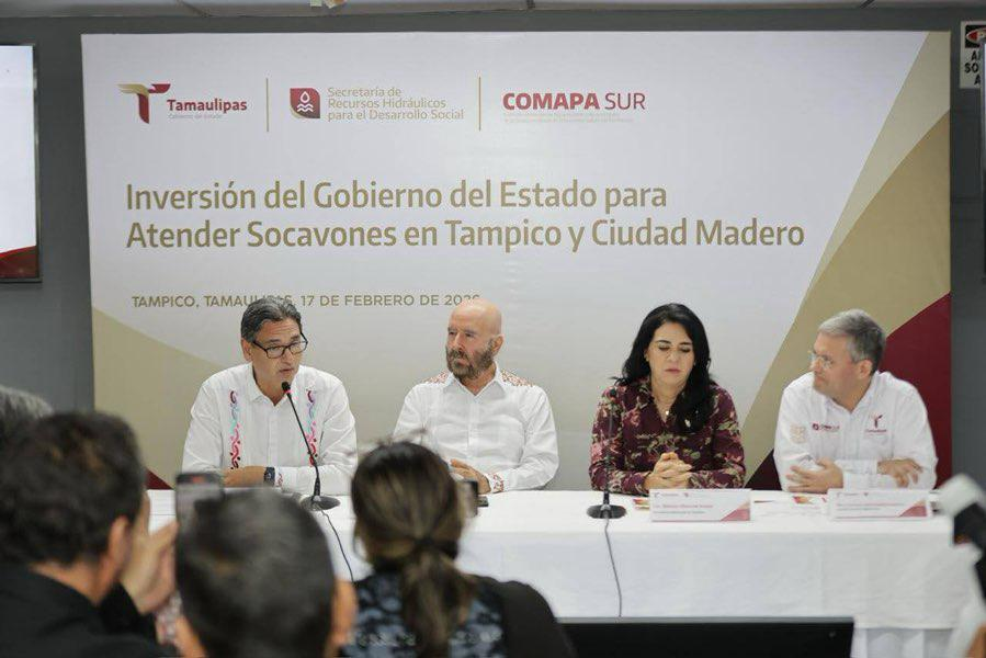 Destina Gobierno de Tamaulipas 105 millones de pesos para atender problemática de socavones en Tampico y Ciudad Madero