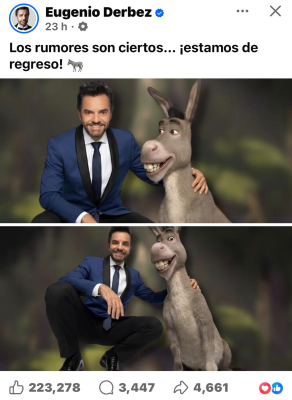 Eugenio Derbez otra vez dará vida a Burro de Shrek