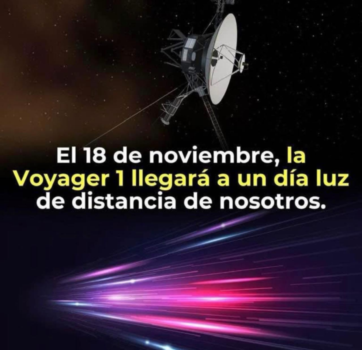 La sonda espacial Voyager 1 alcanzará un día luz de distancia de la Tierra el miércoles 18 de noviembre de 2026.